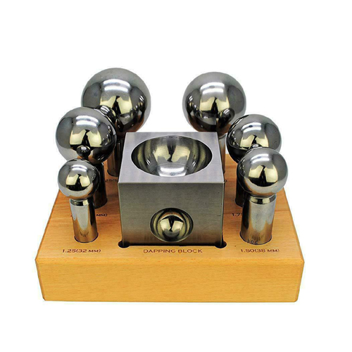 Jumbo Dapping Die Punch Set of 6 With Block and Base