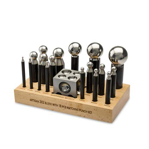 Dapping Punch Set Of 18 On Wooden Base
