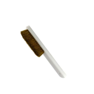 Brass Scratch Brush, Plastic Handle, bristles 3 ½” long, 3/4” wide. Overall 8-1/2"Long